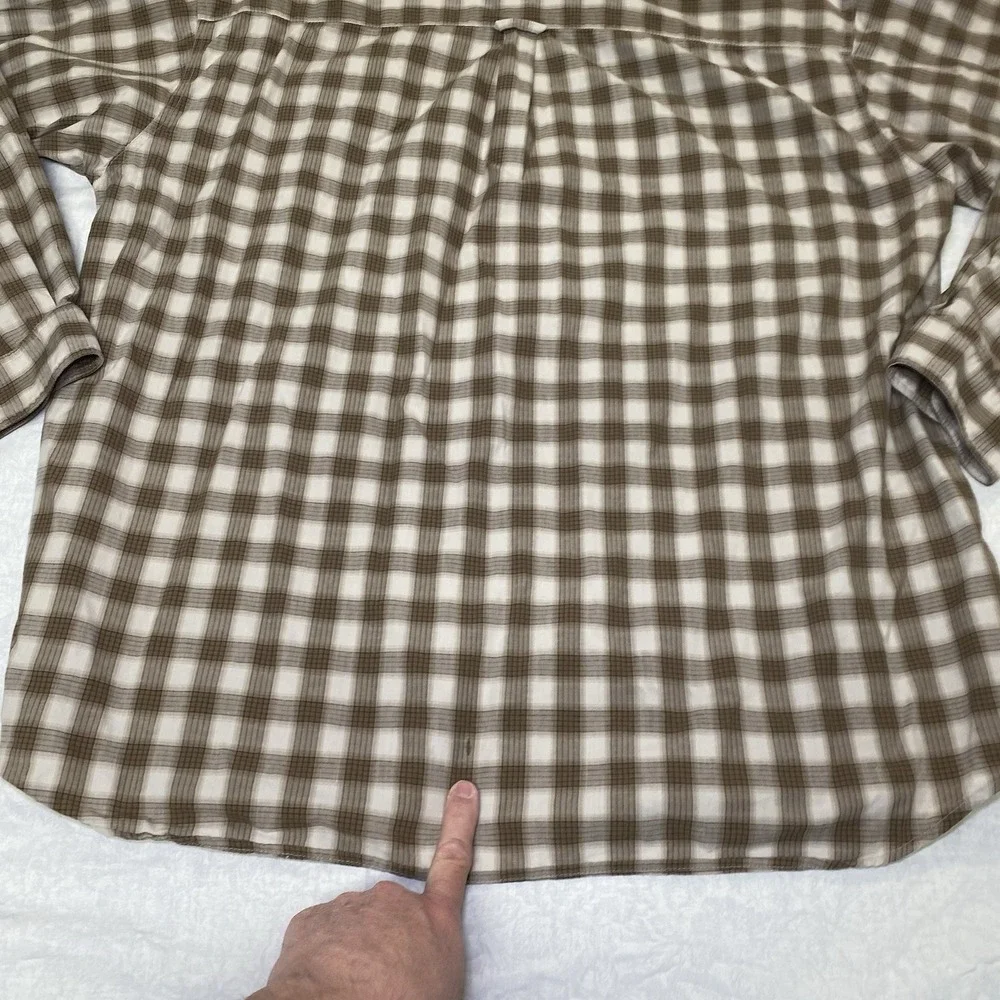 Columbia‎ Button Down Shirt Mens XXL Brown Tan Plaid Cotton Outdoor